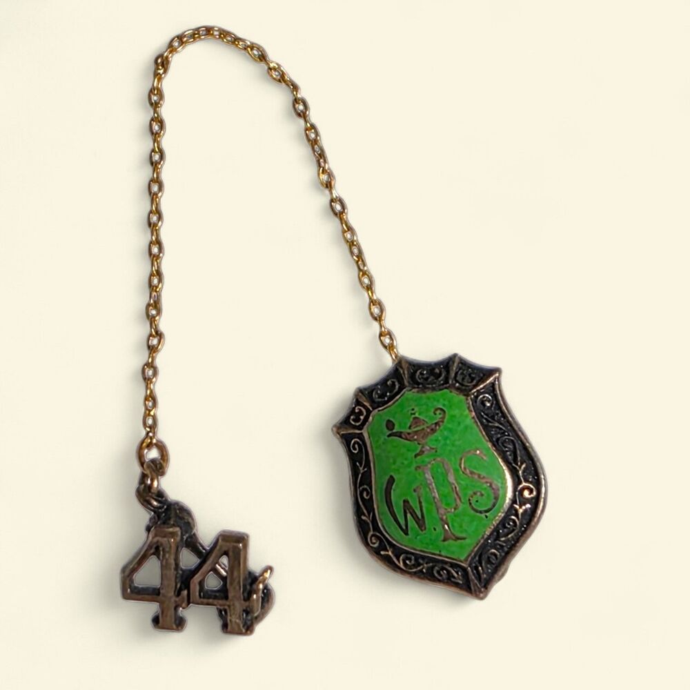 1944 WPS Sterling Silver Class Pin Green Lamp Crest Dangle WWII Era Stamped HJ